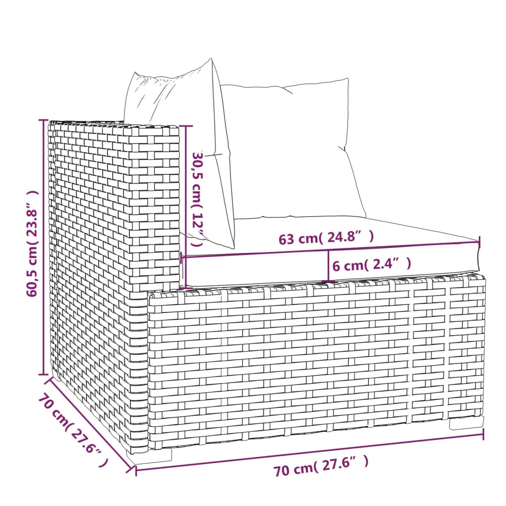 Set Divani da Giardino 9 pz con Cuscini in Polyrattan Grigio 3101565