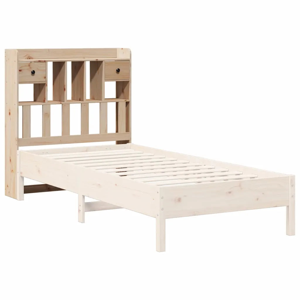 Testiera con Contenitore-Testiera con Ripiani 90 cm Legno Massello di Pino