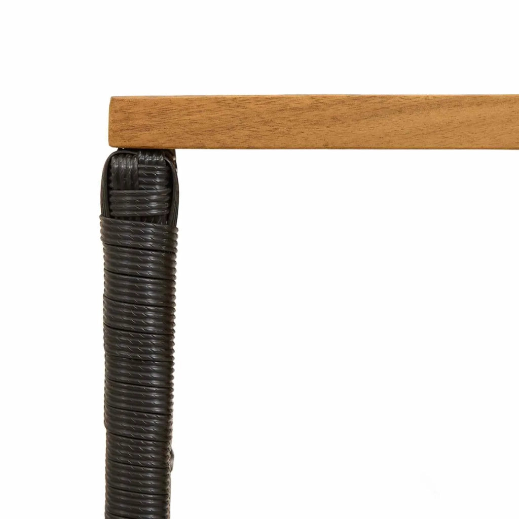 Tavolo da Esterno Nero 80 x 40 x 40 cm Acciaio e Polyrattan 42025145