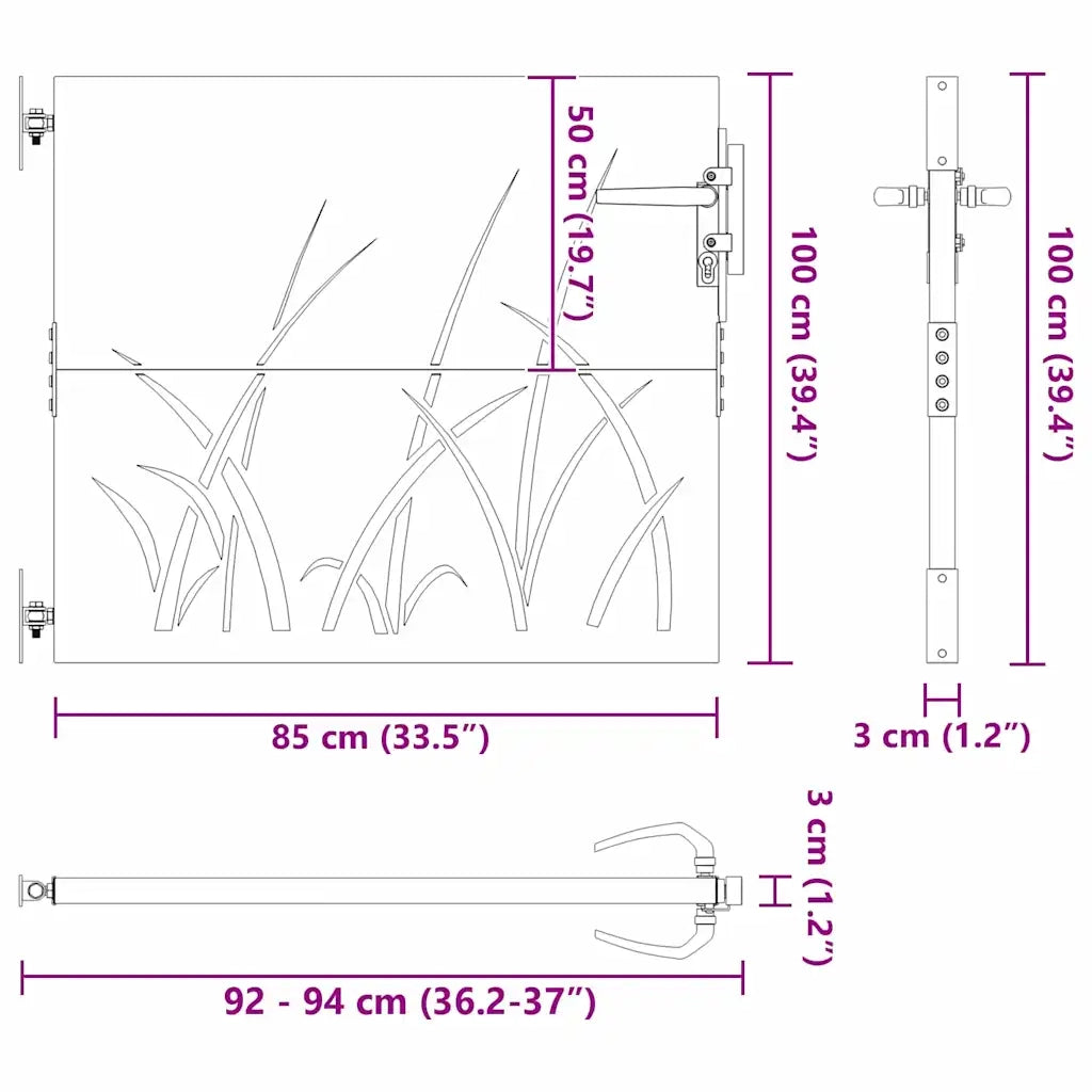 Cancello da giardino con blocco Nero 85 x 100 cm 42015864