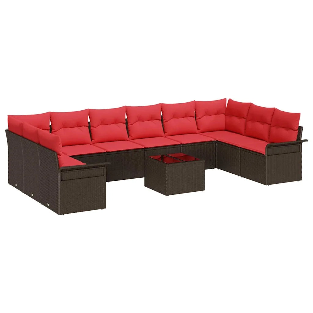 Set Divano da Giardino con cuscino 11 pcs Marrone polyrattan 3345554