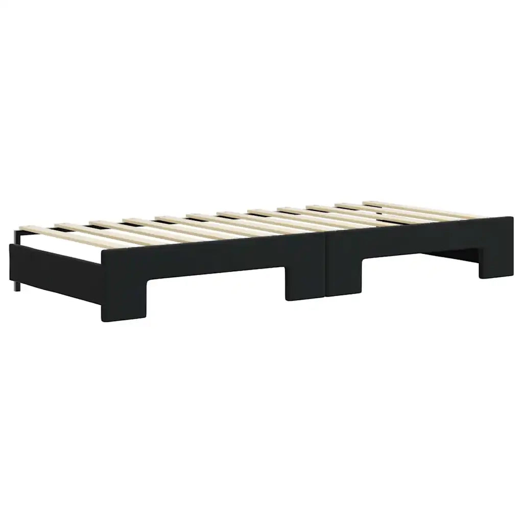 Divano Letto Estraibile con Materassi Nero 80x200 cm Velluto 3197084