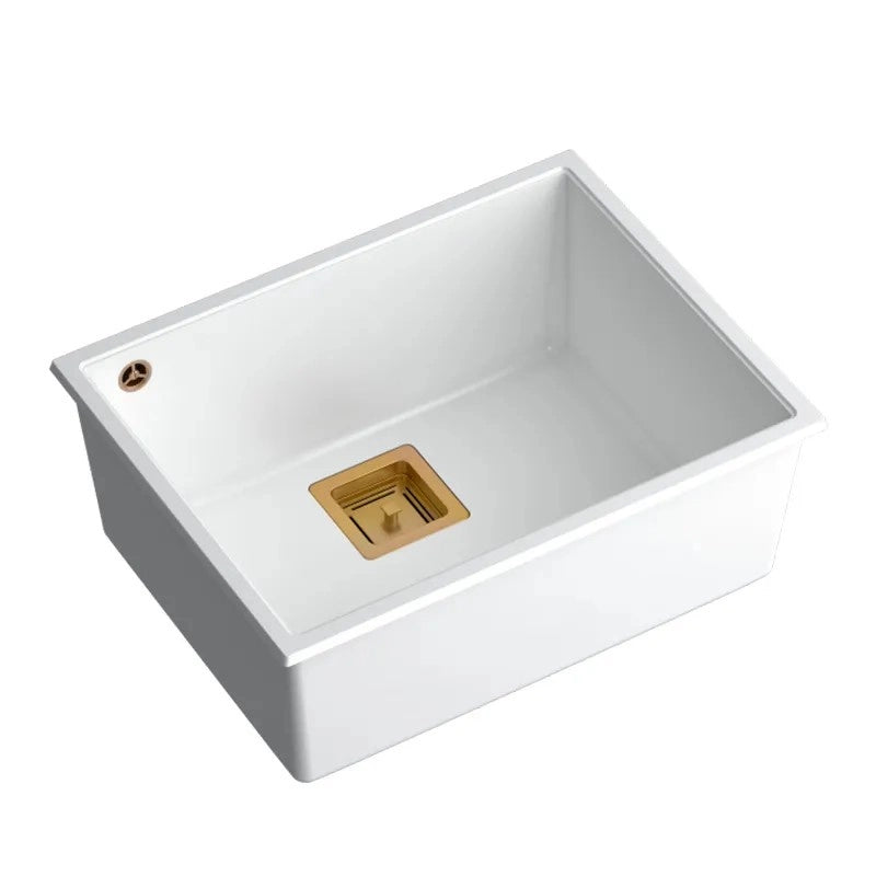 Lavello In Granito David 50 White Tappo rame spazzolato