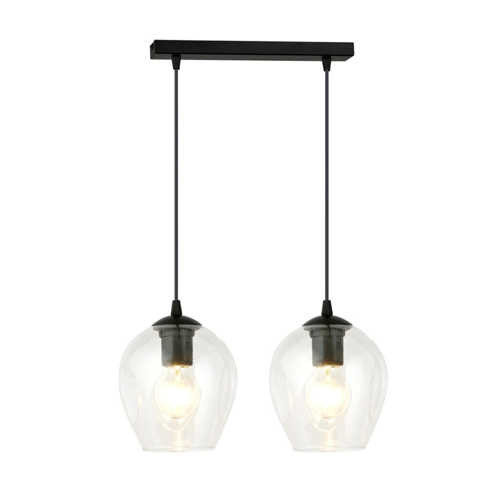 Lampada a sospensione Emibig Istar 2, 2xE27 vetro nero