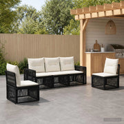 Set Divano da Giardino 5 pz Nero e Bianco Crema polyrattan 3435079