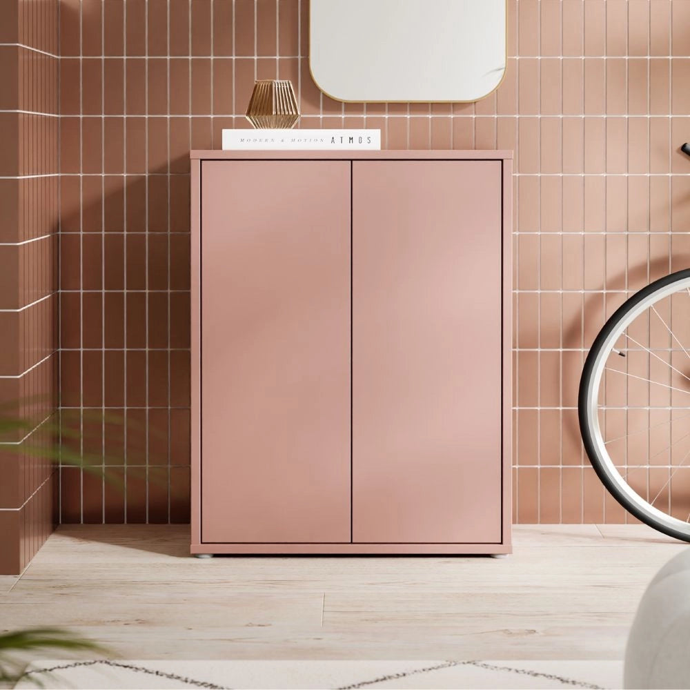 Mobile multiuso Medea 2 ante terracotta con 4 ripiani 74.5x35x99H