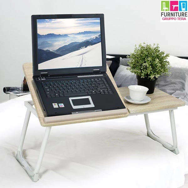 Tavolino Vassoio Pieghevole da Letto Divano 65x30 cm per Notebook PC Laptop