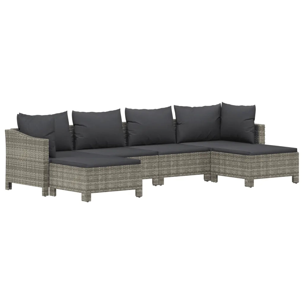 Set Divani da Giardino 6 pz con Cuscini in Polyrattan Grigio 3187295