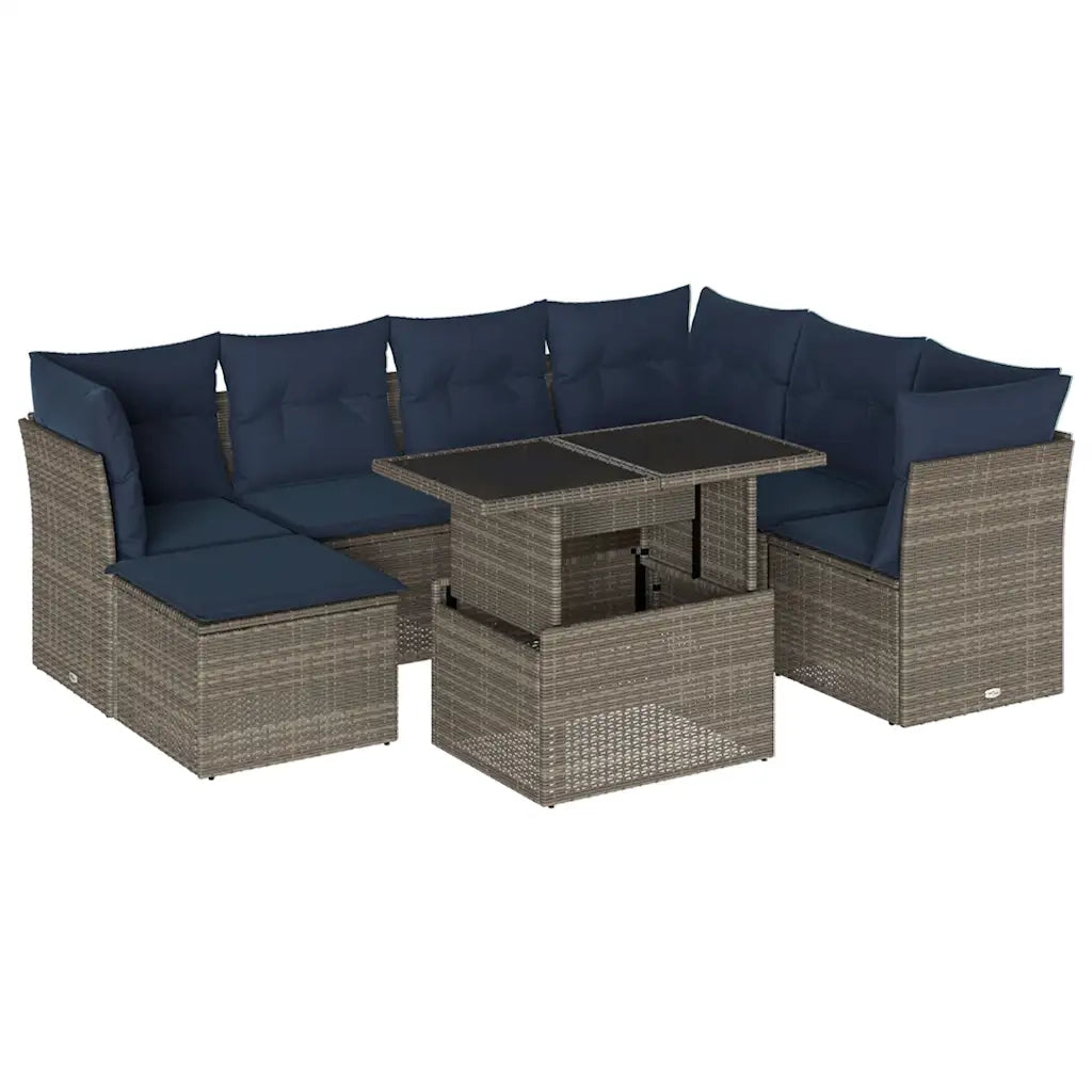 Set Divani da Giardino 8 pz con Cuscini Grigio in Polyrattan 3266761