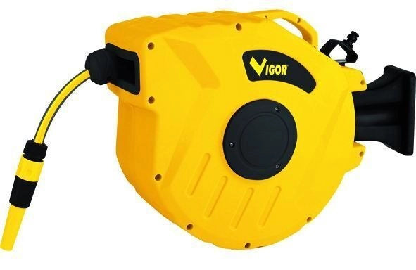 Blinky 77308-10 Avvolgitubo a Parete Automatico Tubo Retinato 20 mt Staffa Rotazione 180° Raccordi e Lancia Innaffio