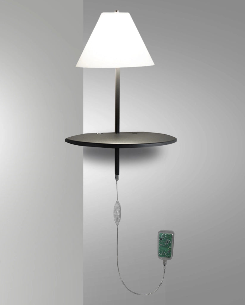 Lampada da Parete Goodnight in Metallo e Vetro Soffiato, Colore Antracite, 8W LED 3000K, Classe di Isolamento 2, Regolazione a Pulsante
