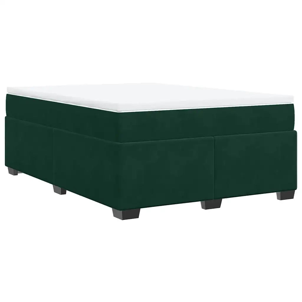 Giroletto a Molle con Materasso Verde Scuro 140x190 cm Velluto