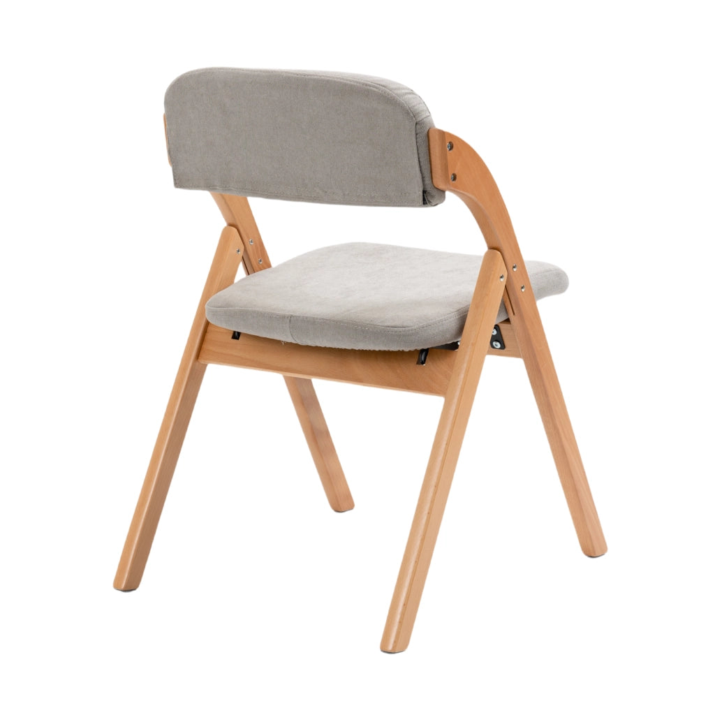 Set di 2 sedie pieghevoli - con seduta imbottita e schienale rinforzato - in legno massiccio grigio