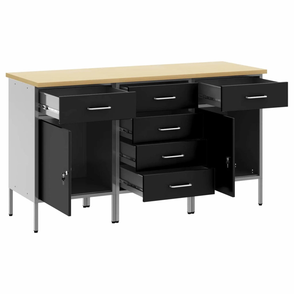 Mobile da lavoro 3 pcs Nero e Grigio 150 x 55 x 85 cm 3321370