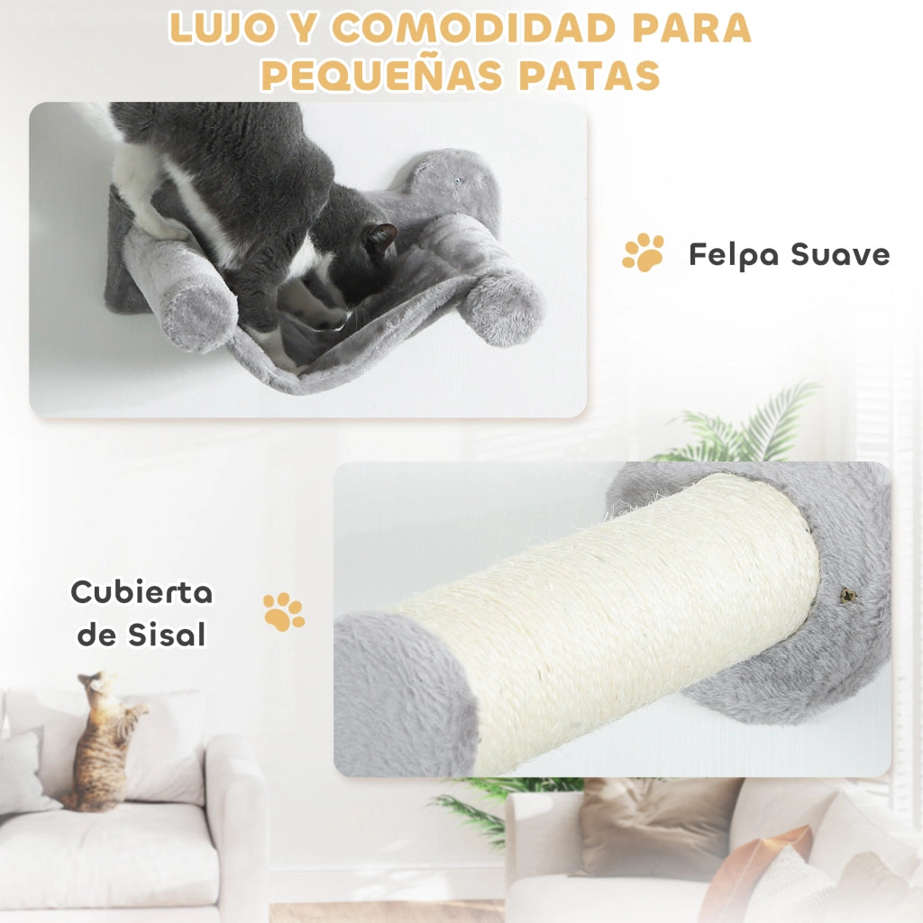 Gioco per Gatti con Condominio Piattaforma Amaca e Tiragraffi ¨C Minimal ¨C Grigio
