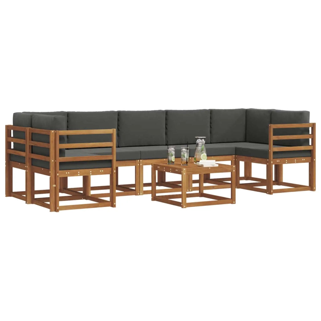 Set di divani da esterno con cuscino 8 pcs Naturale e Antracite 3366135