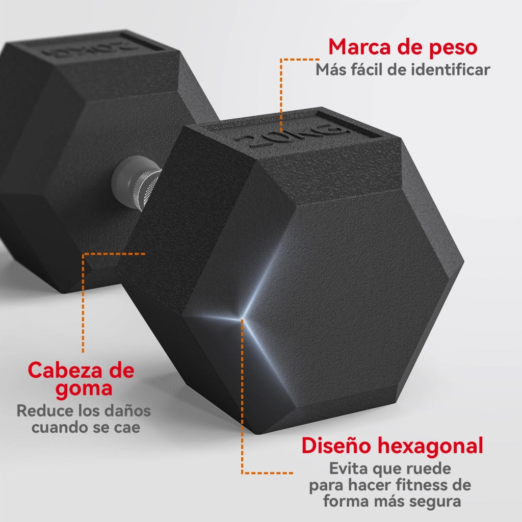 Mancuerna Esagonale 20 kg ¨C Zephmum ¨C Nero