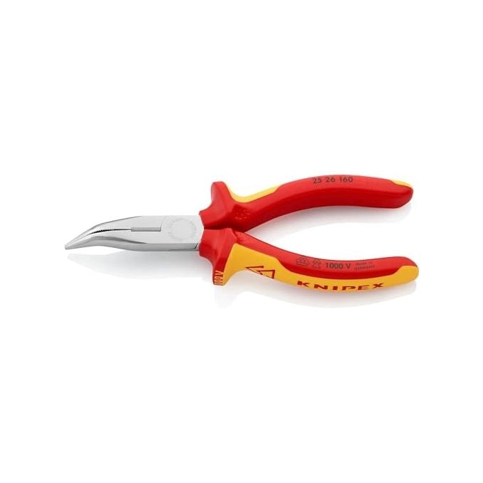 Knipex 25 26 160 Pinza Becchi Mezzotondi con Tronchese becchi piegati 40° taglienti temperati ad induzione 61 HRC 160 mm cromata