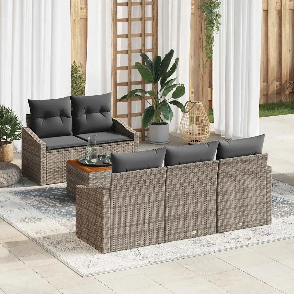 Set Divano da Giardino 6 pcs Grigio polyrattan
