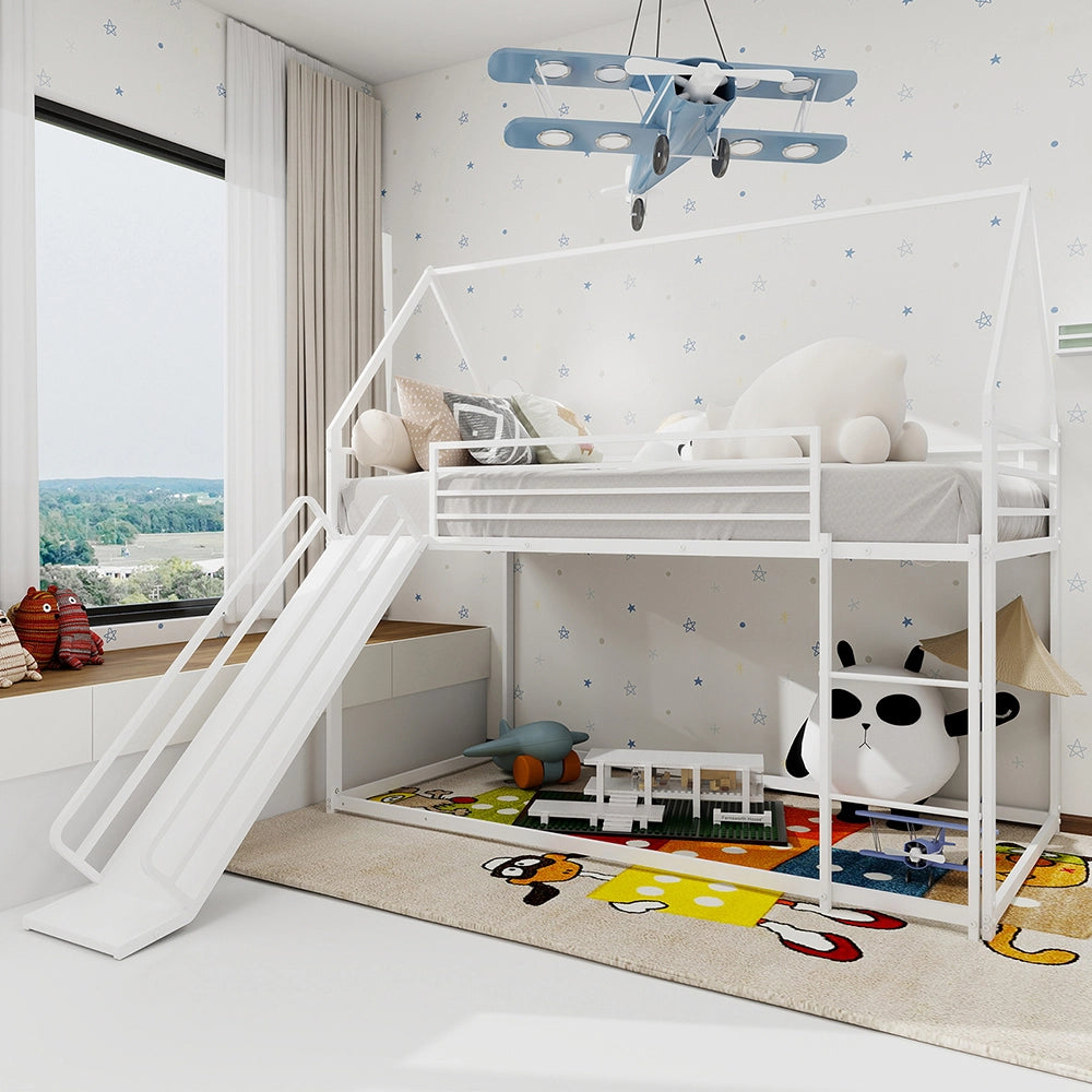 Letto a castello casa - Xylo - 90x200 cm con scivolo