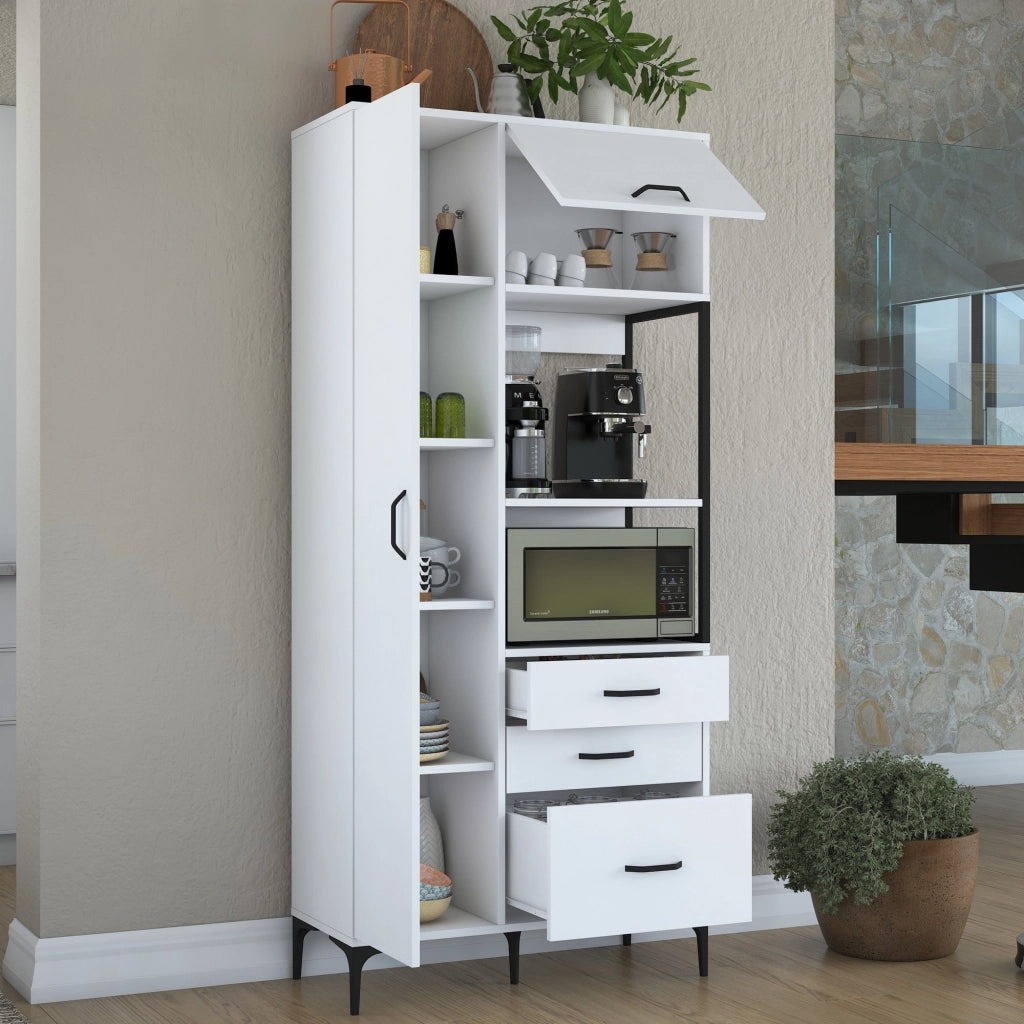 Madia Solofra, Credenza 5 Ripiani, 90x40x199h cm Bianco