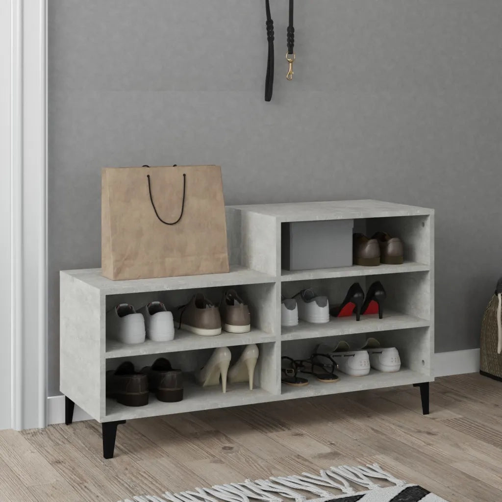 Scarpiera-Scaffale per scarpe Grigio Cemento 102x36x60 cm in Legno Multistrato 609640