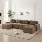 Divano Modulare 4 Posti con Chaise Longue ¨C Xylo ¨C Velluto a Coste, Marrone