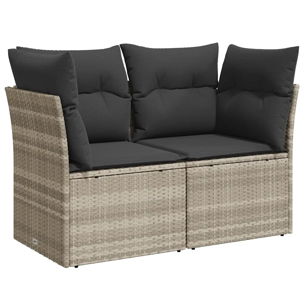 Divano da Giardino con Cuscini 2 Posti Grigio Chiaro Polyrattan 366192