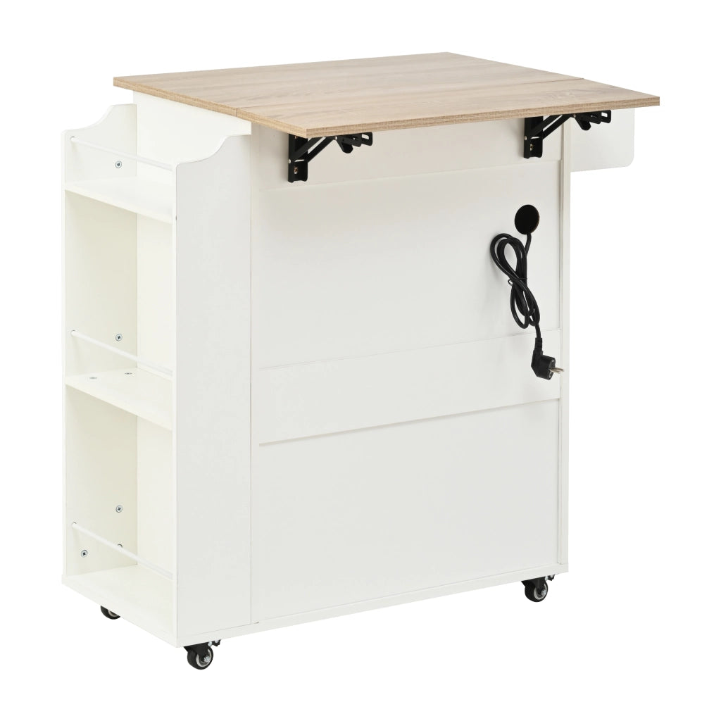 Isola da cucina mobile - Zephmum- con ripiano pieghevole, cassetto e ripiani