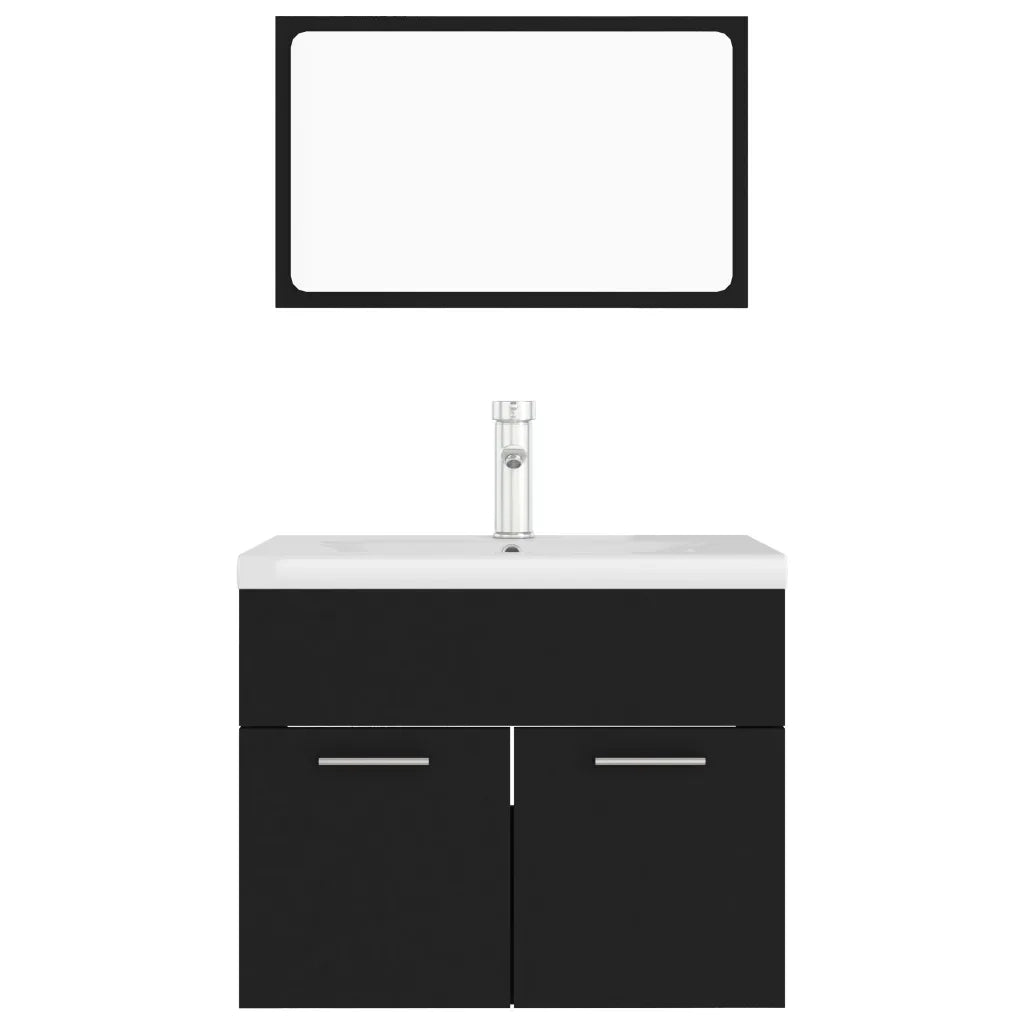 Set Mobili da Bagno Nero in Legno Multistrato 3071316
