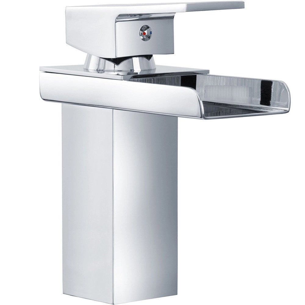 Trade Shop - Rubinetto Bagno Design Moderno A Cascata Miscelatore Monocomando Ottone Cromato -