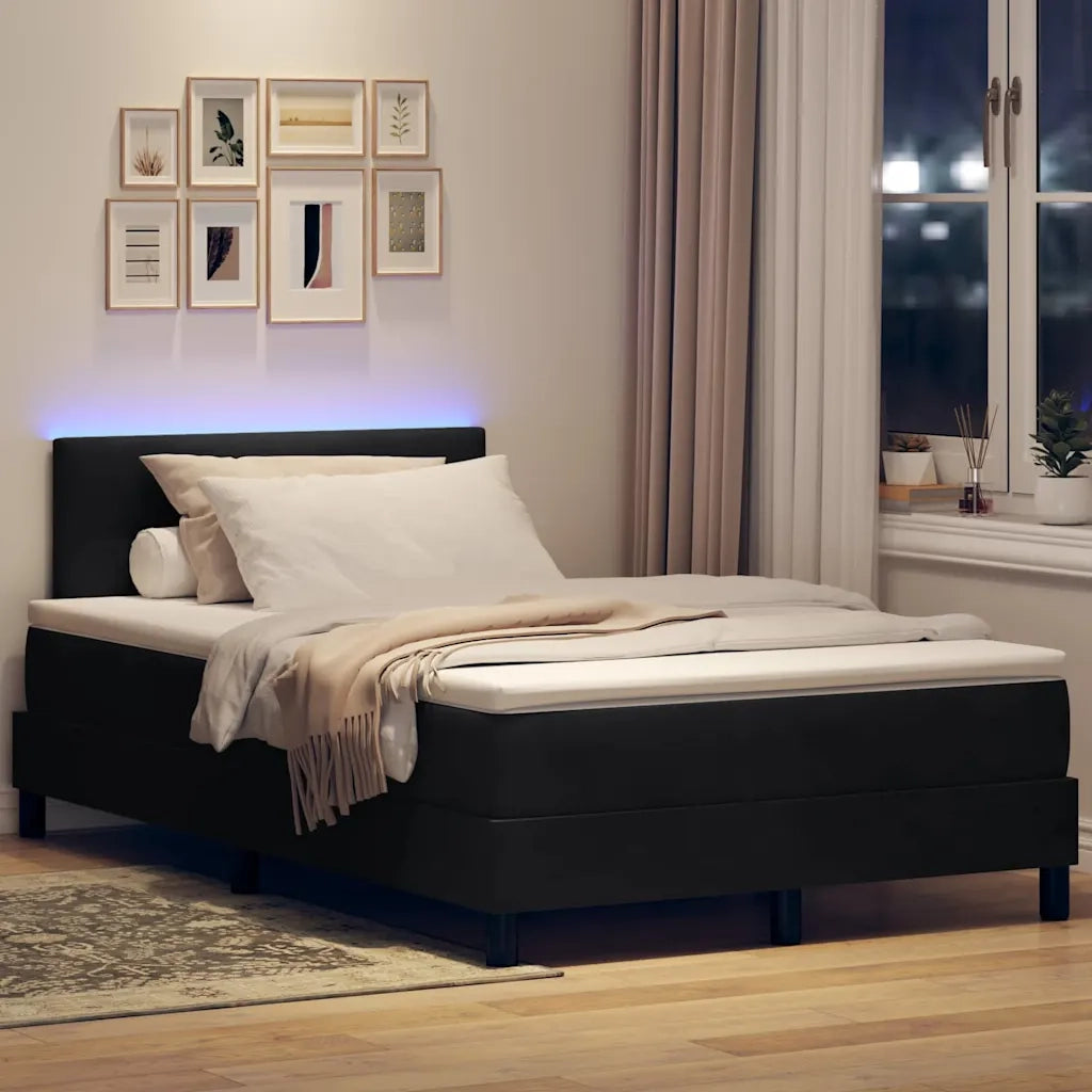 Letto a Sorgente LED con materasso Nero 120 x 200 cm Velluto 3342580