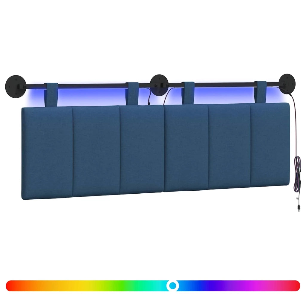 Testiera sospesa Con luce LED Blu Tessuto 3424784