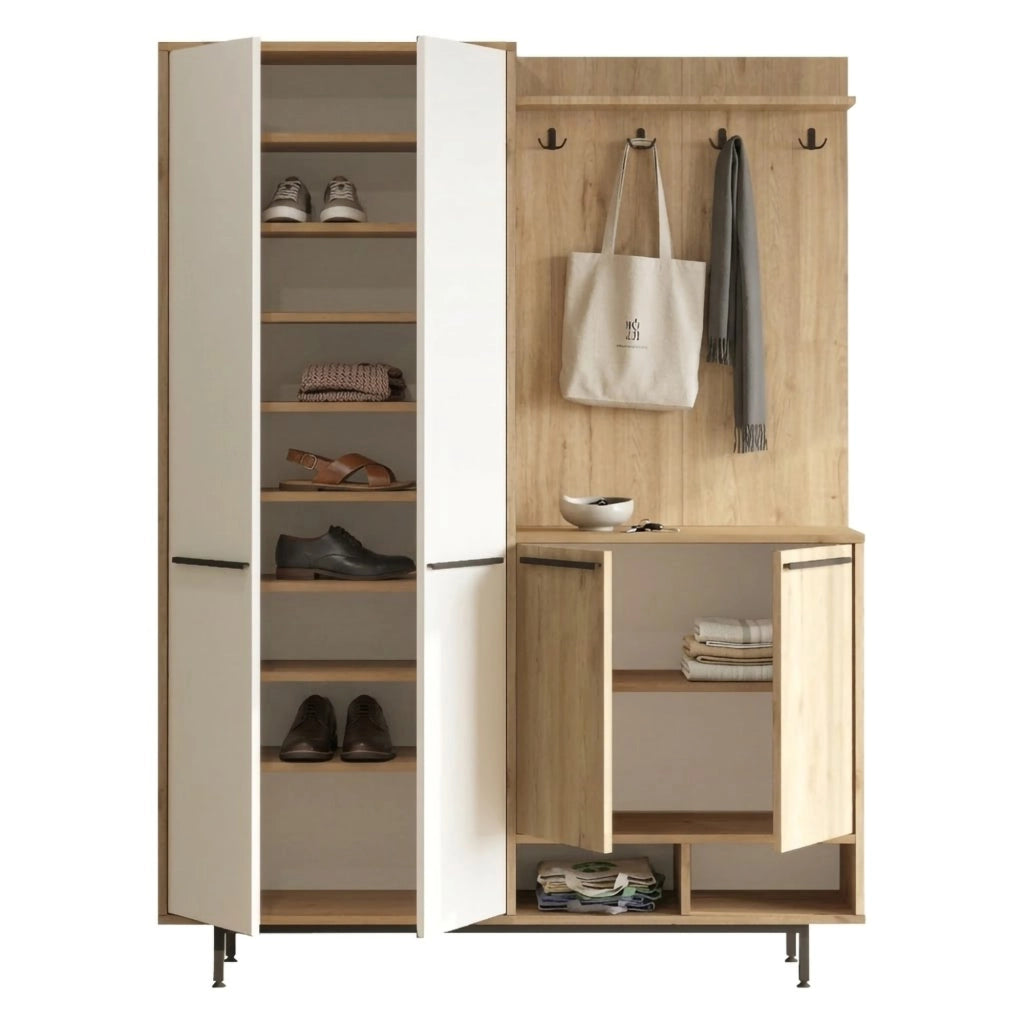 Tignale, Mobile da Ingresso Appendiabiti, 147x36x196h cm Beige