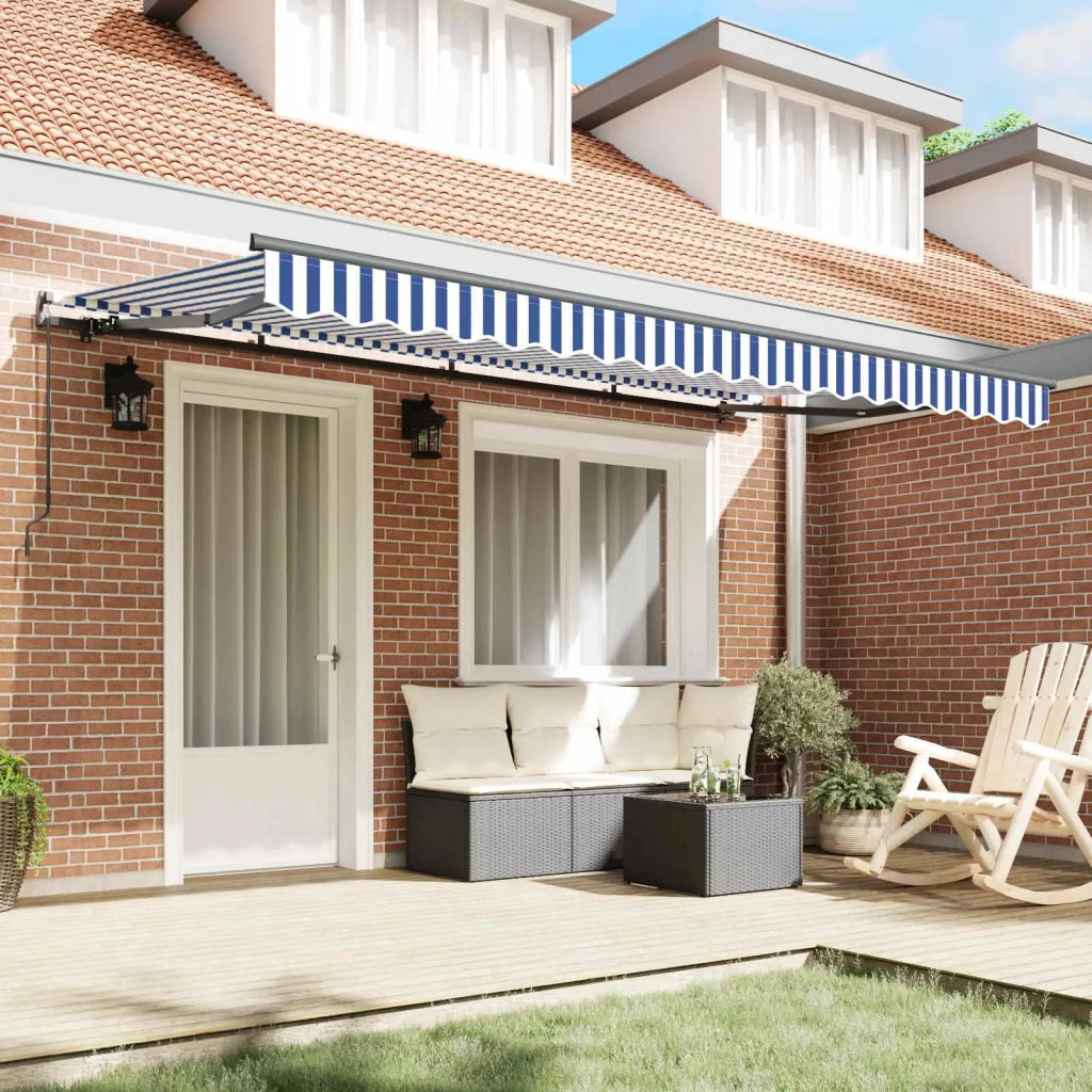 Tenda retrattile-Tenda parasole per balcone Blu 350 x 200 cm Tessuto 670357