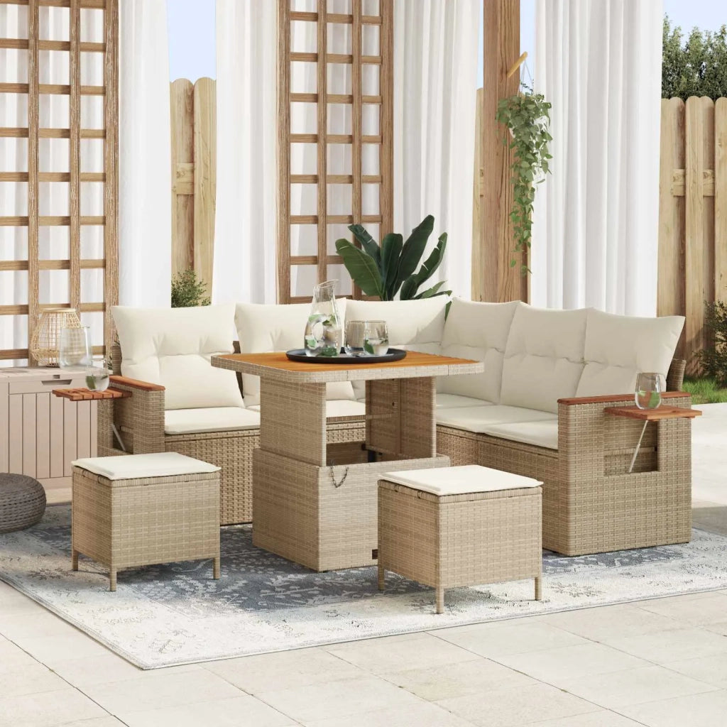 Set Divano da Giardino 8 pcs Beige polyrattan 3363041