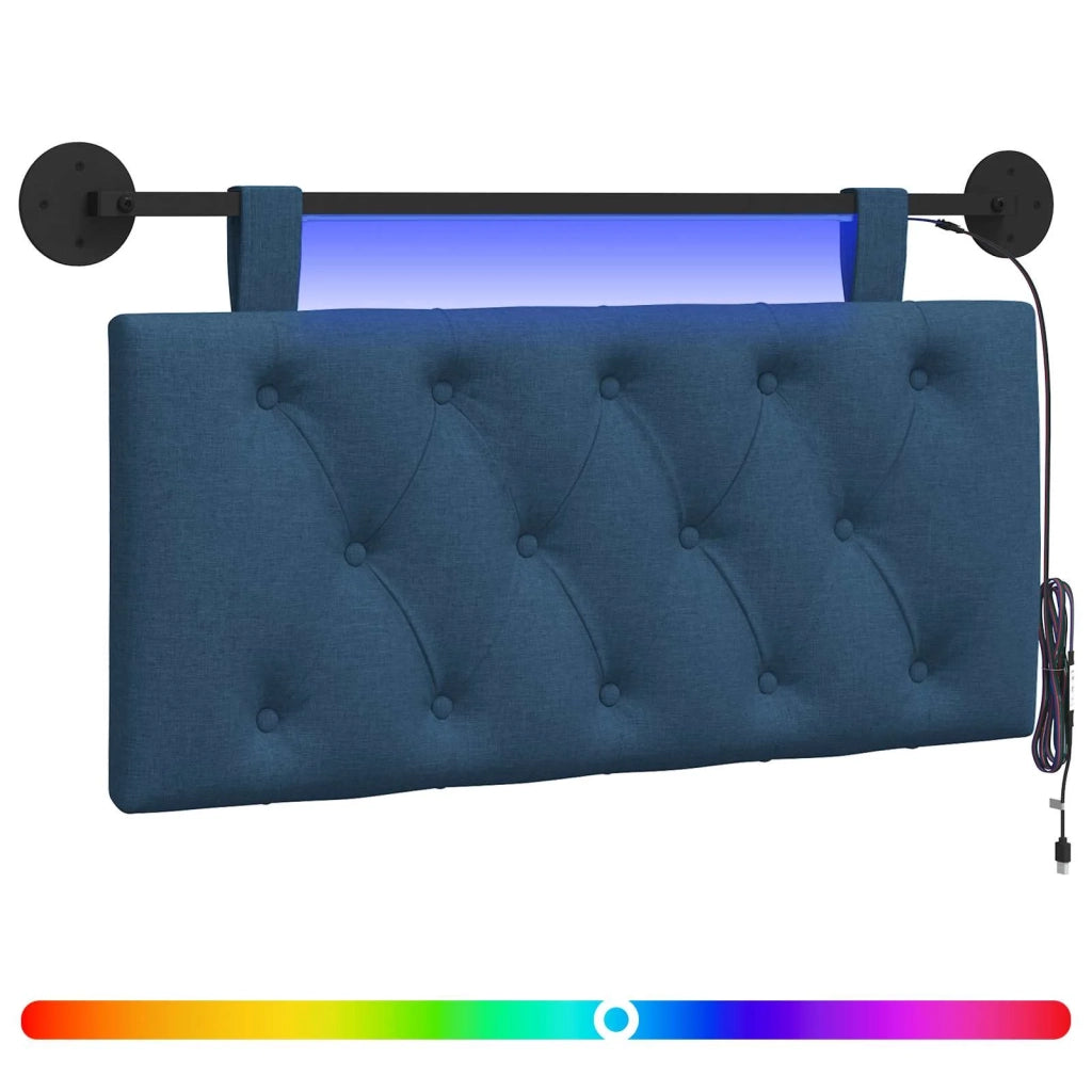 Testiera sospesa Con luce LED Blu Tessuto 3424549