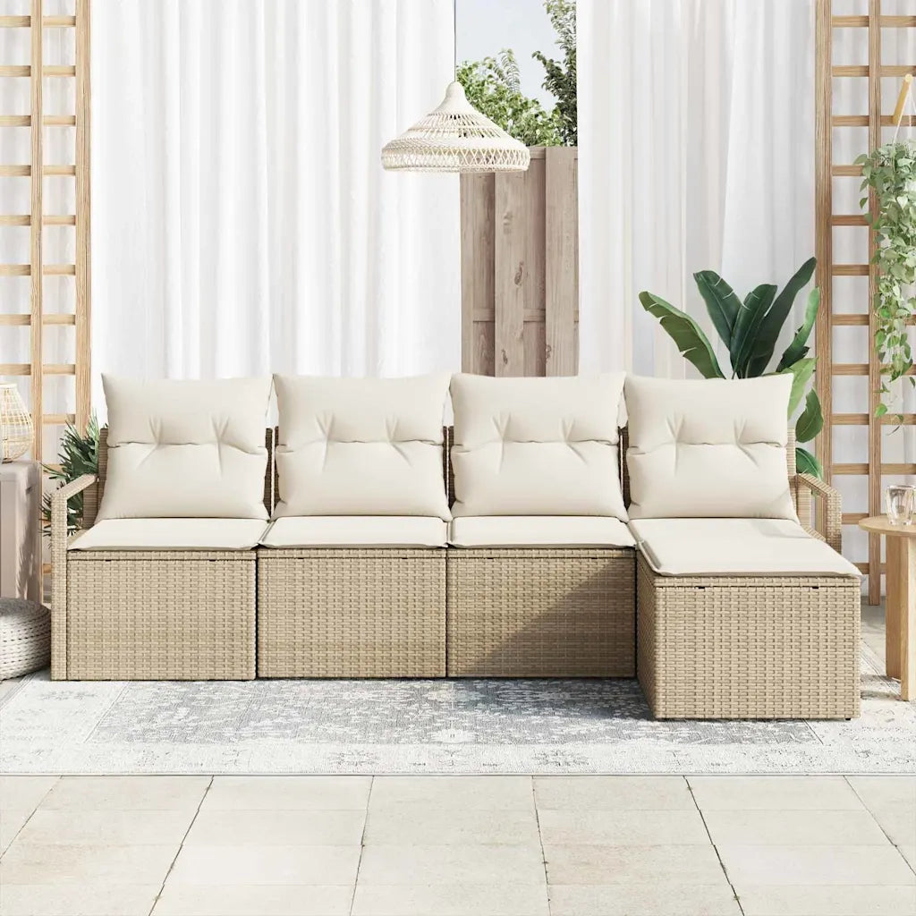 Set di divani 5 pcs Beige polyrattan