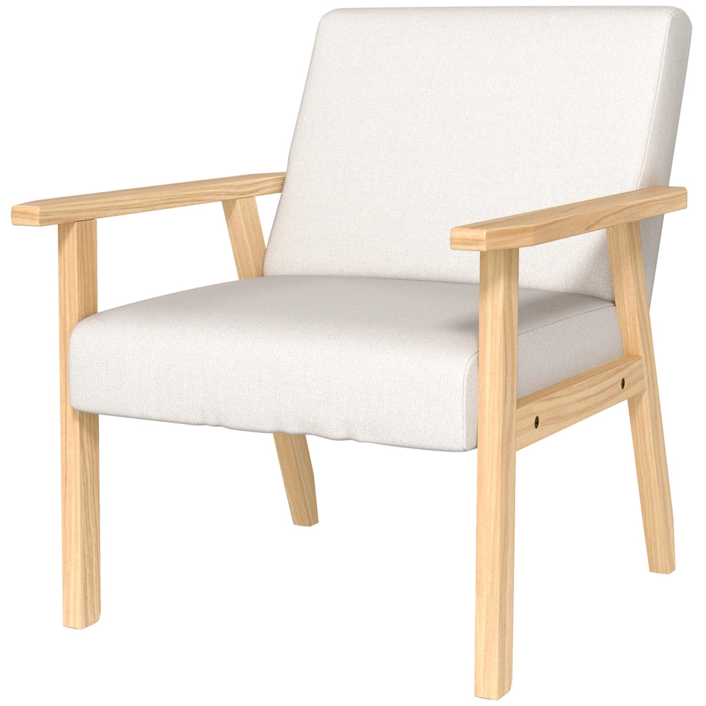 Poltrona in tessuto con braccioli ¨C Minimal ¨C crema 64x70x72