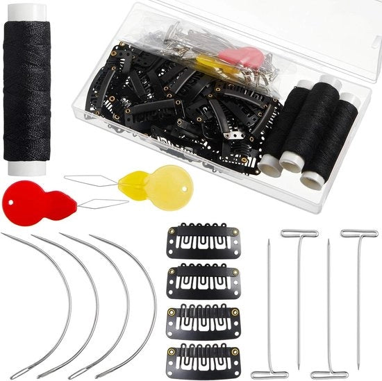 Set per creare parrucche e estensioni capelli con clip a U, spilli, spille a T e altro.