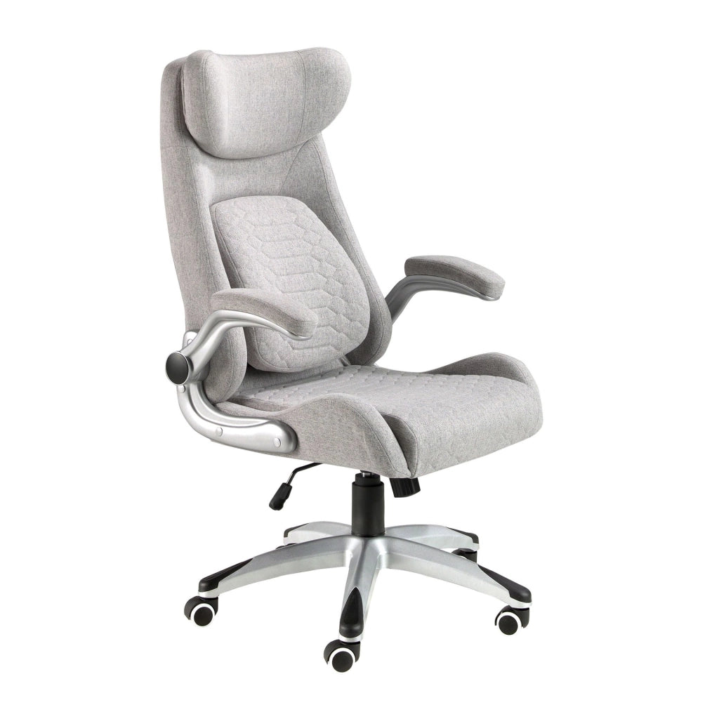 Sedia girevole da ufficio in tessuto grigio