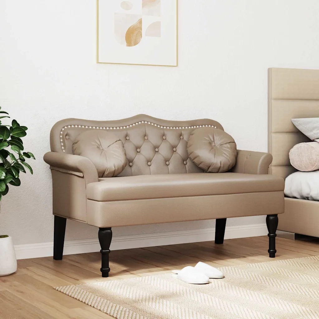 Panca Chesterfield-Sgabello-Divano con cuscino Cappuccino 120,5 x 65 x 75 cm