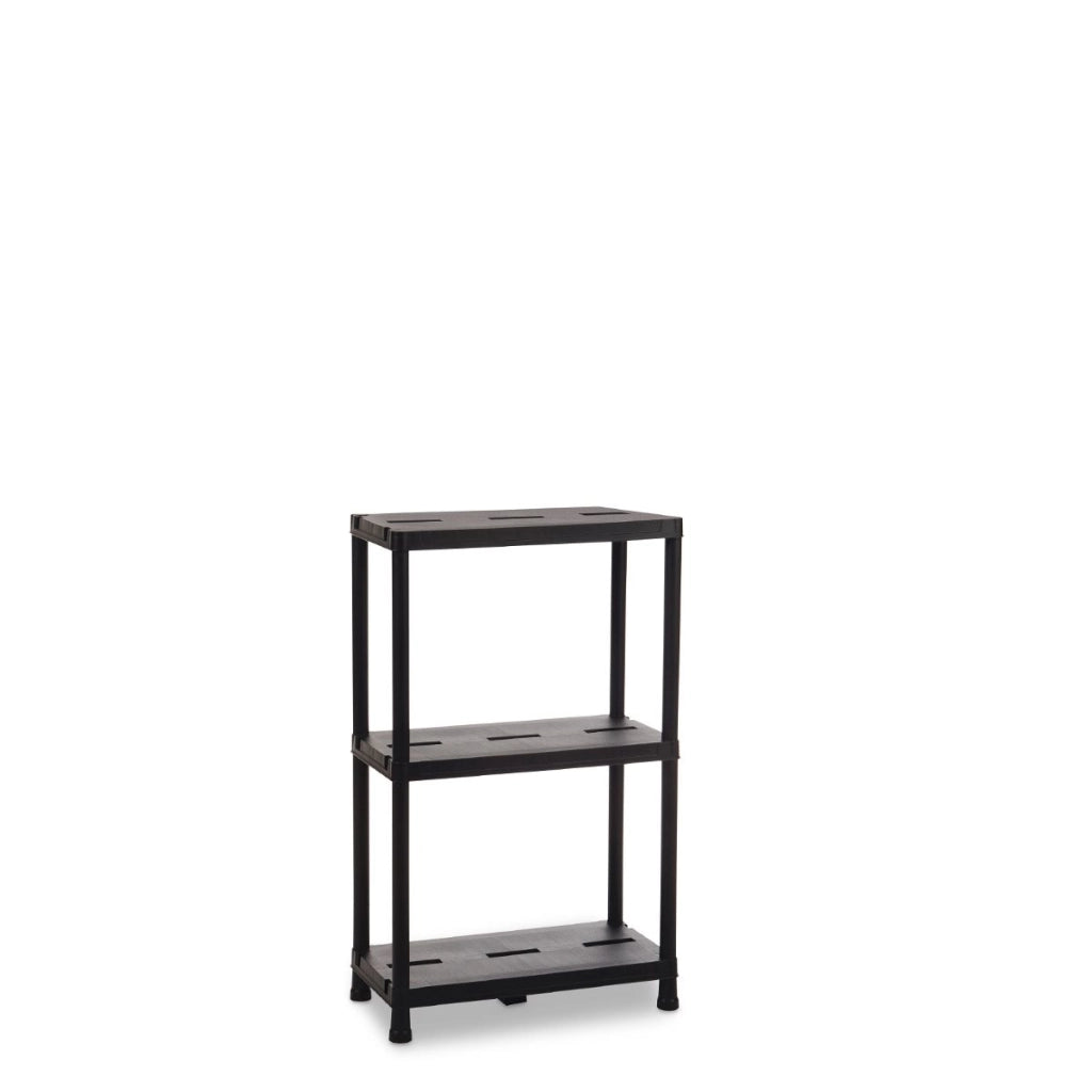 Scaffale Universal Pro 633 a 3 ripiani per interni ed esterni in resina ventilata colore nero 60x30x95 cm Toomax