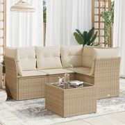 Set Divano da Giardino 5 pz con Cuscini Beige in Polyrattan 3217588