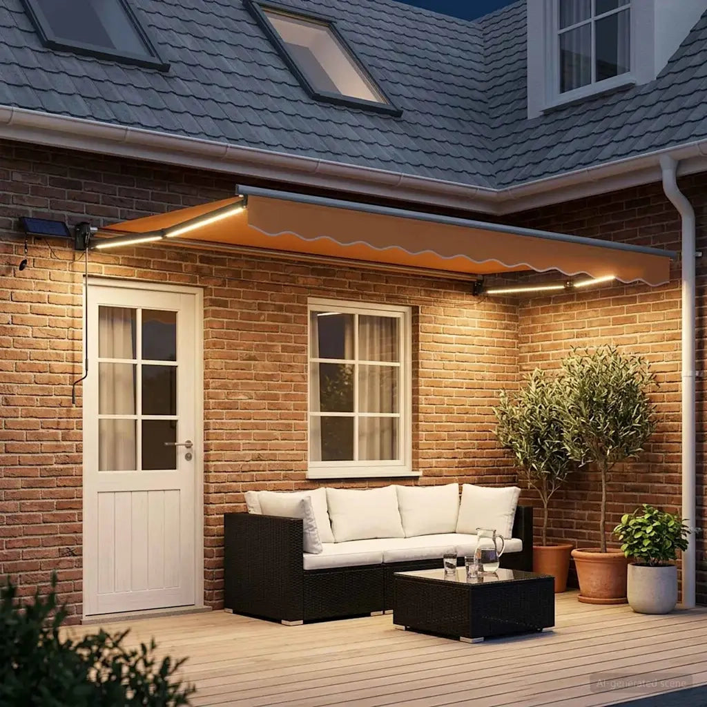 Tenda retrattile manuale con LED Sabbia 3426211