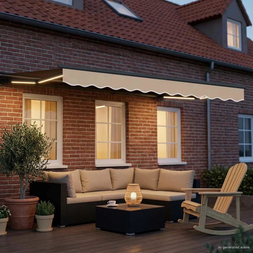 Cornice per Tenda Manuale con LED Beige e Antracite 3,5 x 2 m 3420775