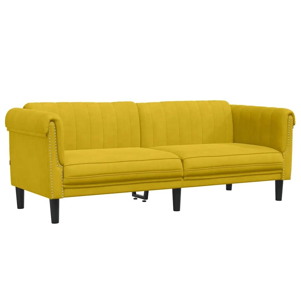 Divano a 3 Posti-Sofa 3 Posti Giallo in Velluto