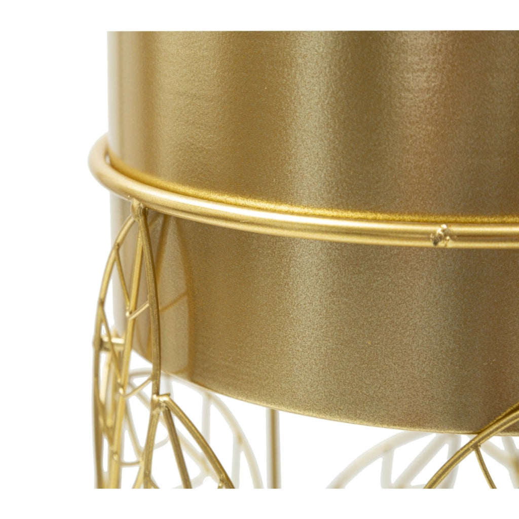 Set di 2 Vasi per Piante VKH393, Oro, Metallo, 23x23x43 cm