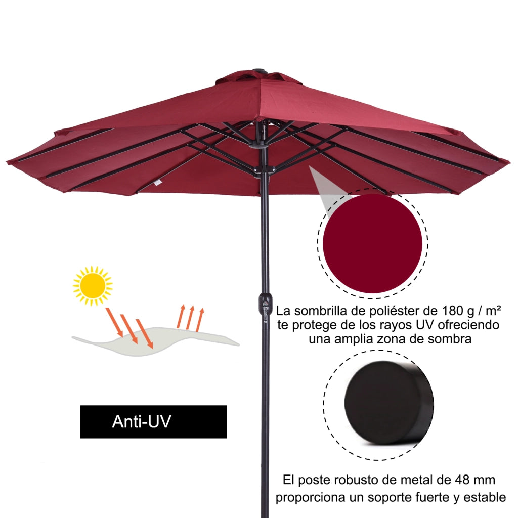 Ombrellone Doppio per Giardino ¨C zephmum ¨C Rosso Vino 455x265x238 cm