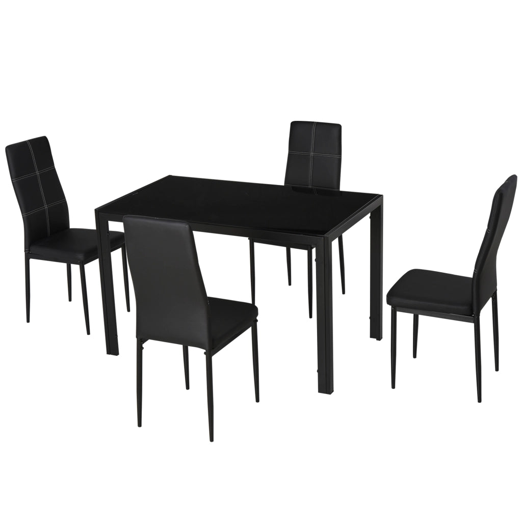 Set 5 Pezzi con Tavolo e Sedie da Pranzo ¨C zephmum ¨C Nero